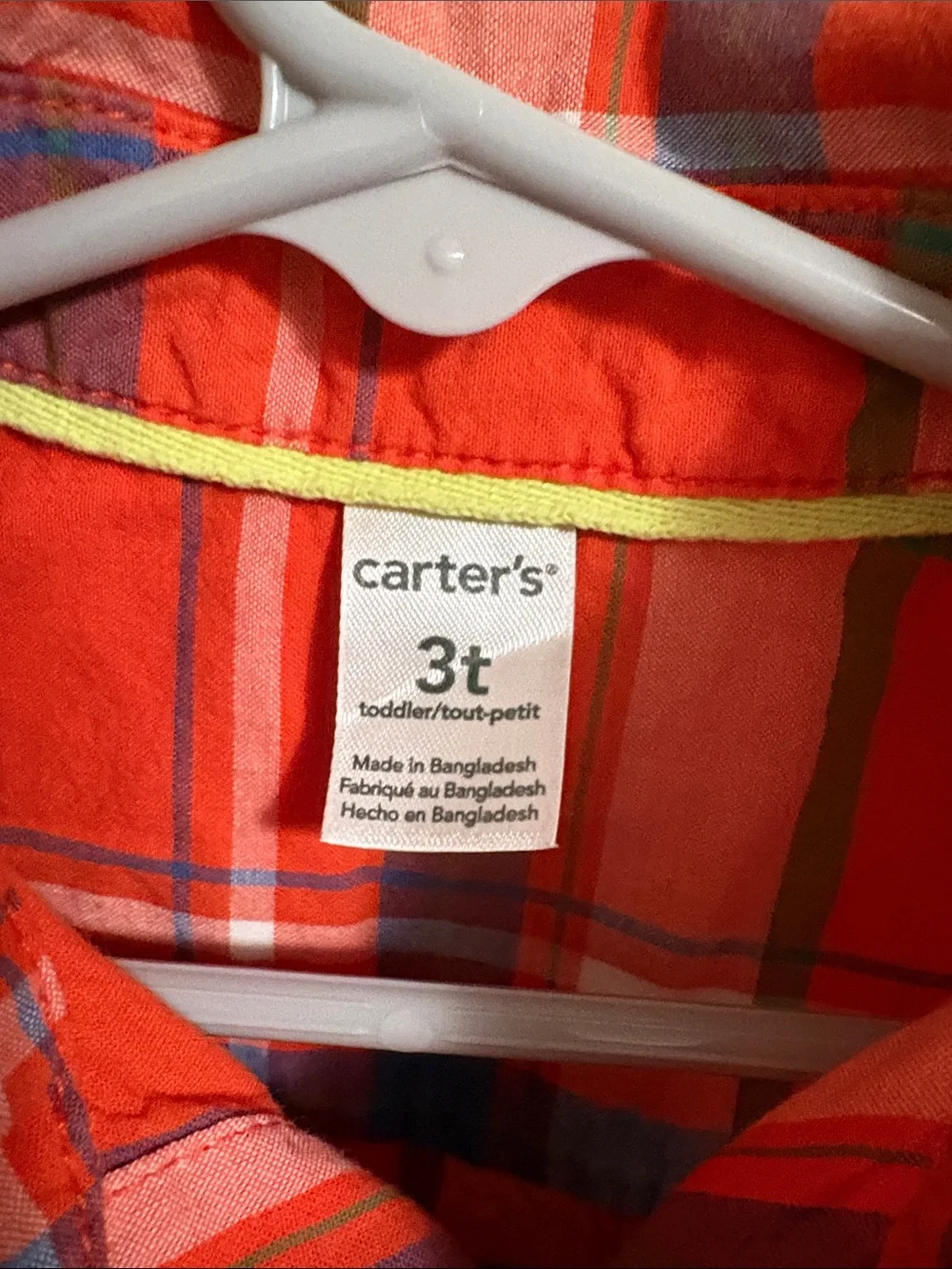 Carter's Orange Plaid Button-Down Shirt for Kids